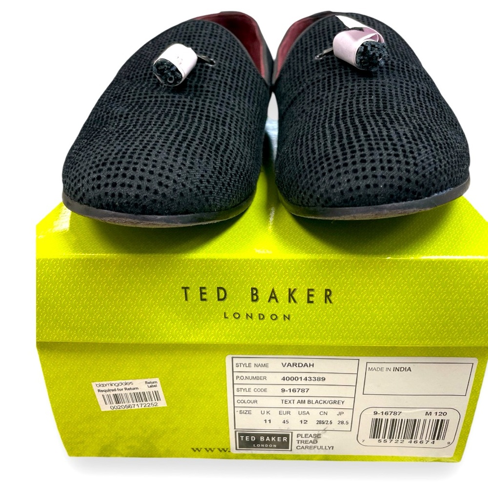 Ted Baker Vardah tassel velvet Smoking Slipper shoe. Textured bkl/grey. …